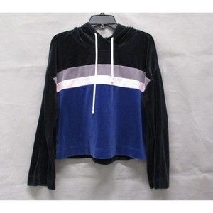 Fabletics Jacket Womens Medium Black Blue Georgina Sweatshirt Hooded Ladies